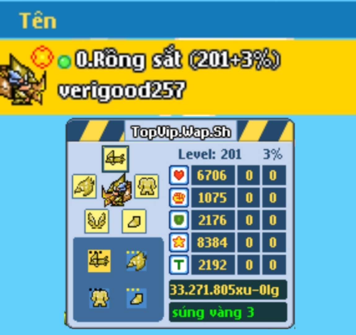 Chicky Rồng Huyền Thoại lv20x Full Đồ Vàng3 Ngọc 9 Giá Chỉ 200.000